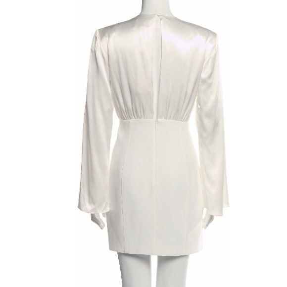 White Long Sleeve Silk Dress Size 10 - Picture 4 of 9